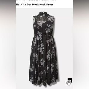 Torrid Midi Clip Dot Mock Neck Dress